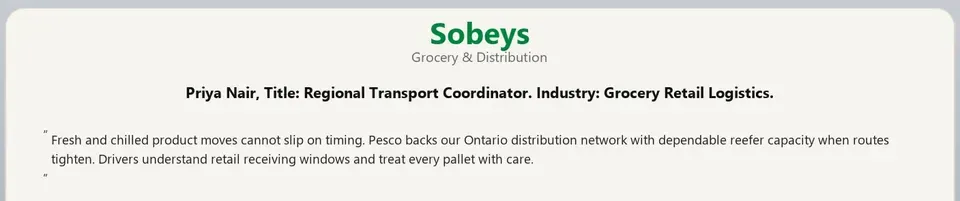 Testimonial card from Sobeys